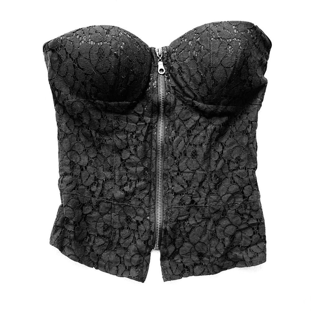 SAY WHAT? Black Lace Bustier, fairy, cottage, indie